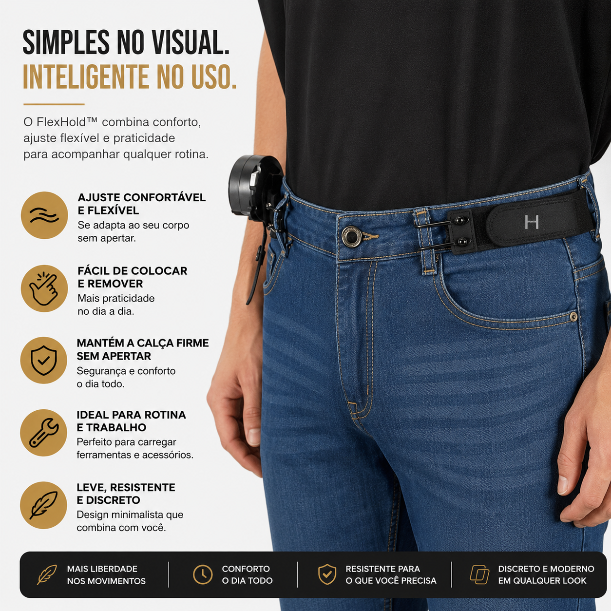 FlexHold™ | Cinto Flexível para Trabalho e dia a dia