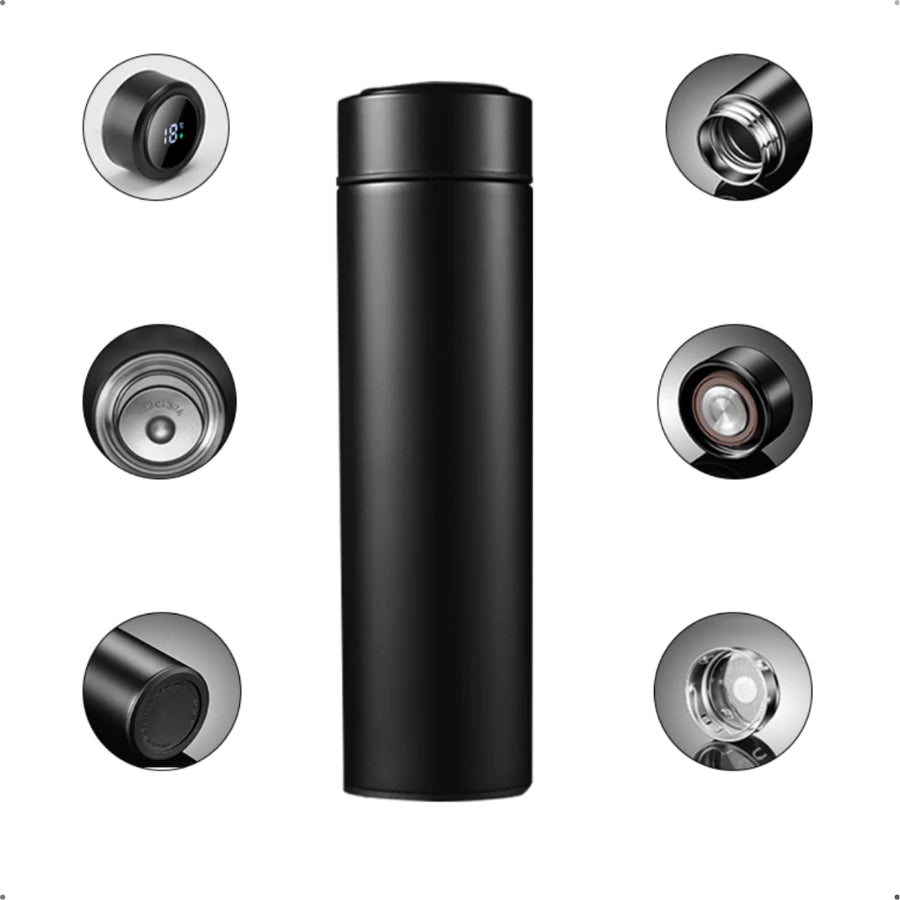 Garrafa Térmica 500ml com Termômetro LED – Aço Inox