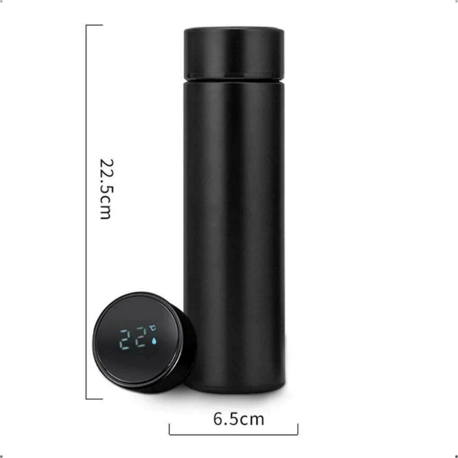 Garrafa Térmica 500ml com Termômetro LED – Aço Inox