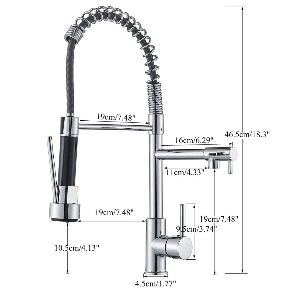 Torneira Gourmet Bica Alta Mola Pull Down Monocomando Cromada 360°
