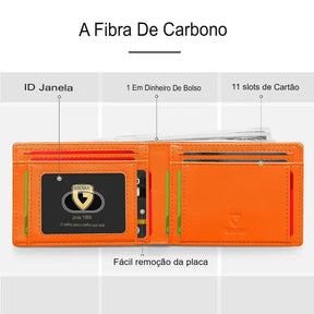 Carteira em Couro com Fibra - RFID Shield🛡️