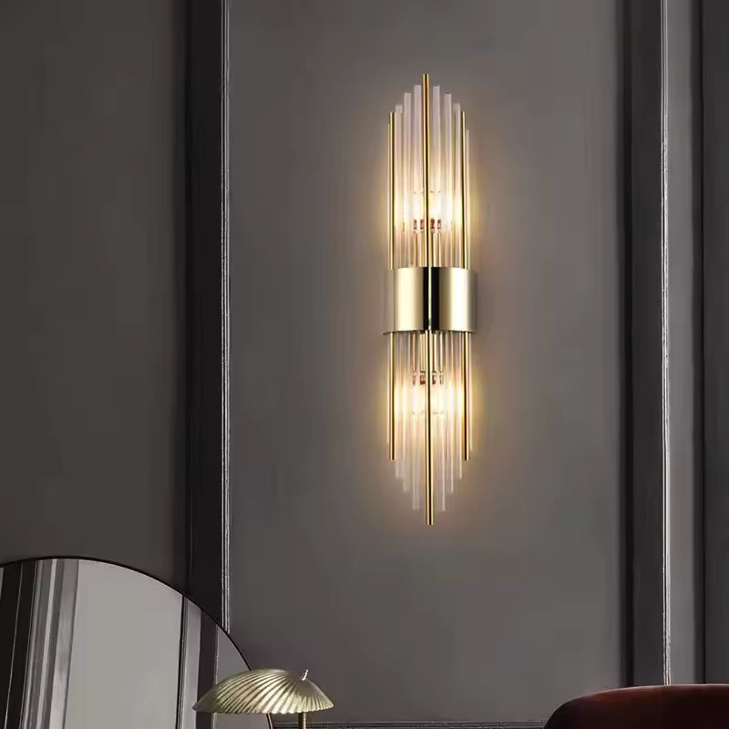 Arandela LED Luxo Moderna Tubos de Cristal