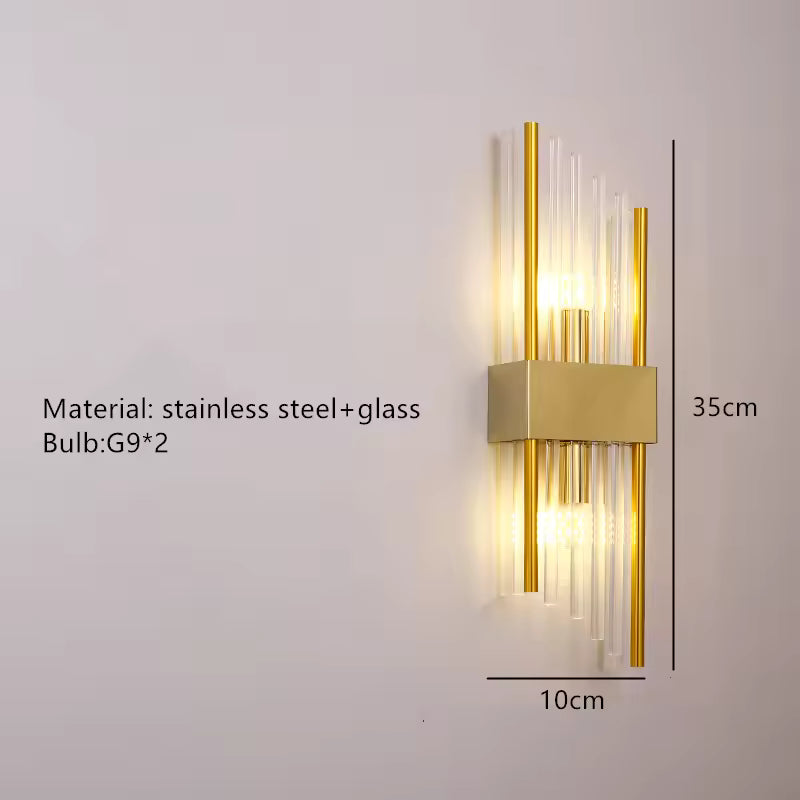 Arandela LED Luxo Moderna Tubos de Cristal