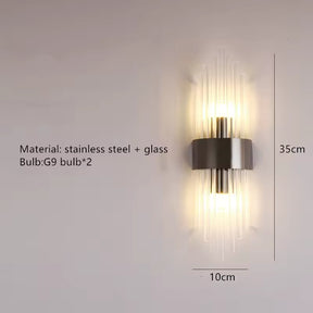 Arandela LED Luxo Moderna Tubos de Cristal