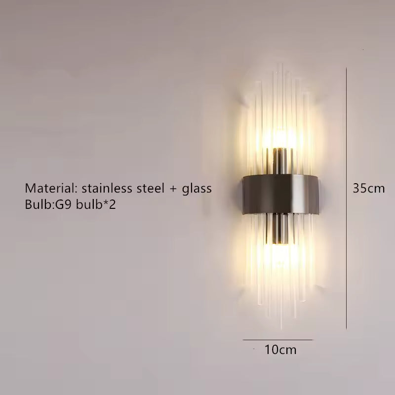 Arandela LED Luxo Moderna Tubos de Cristal